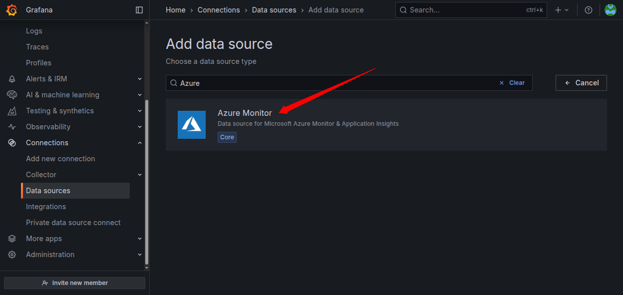 Add Azure Monitor datasource
